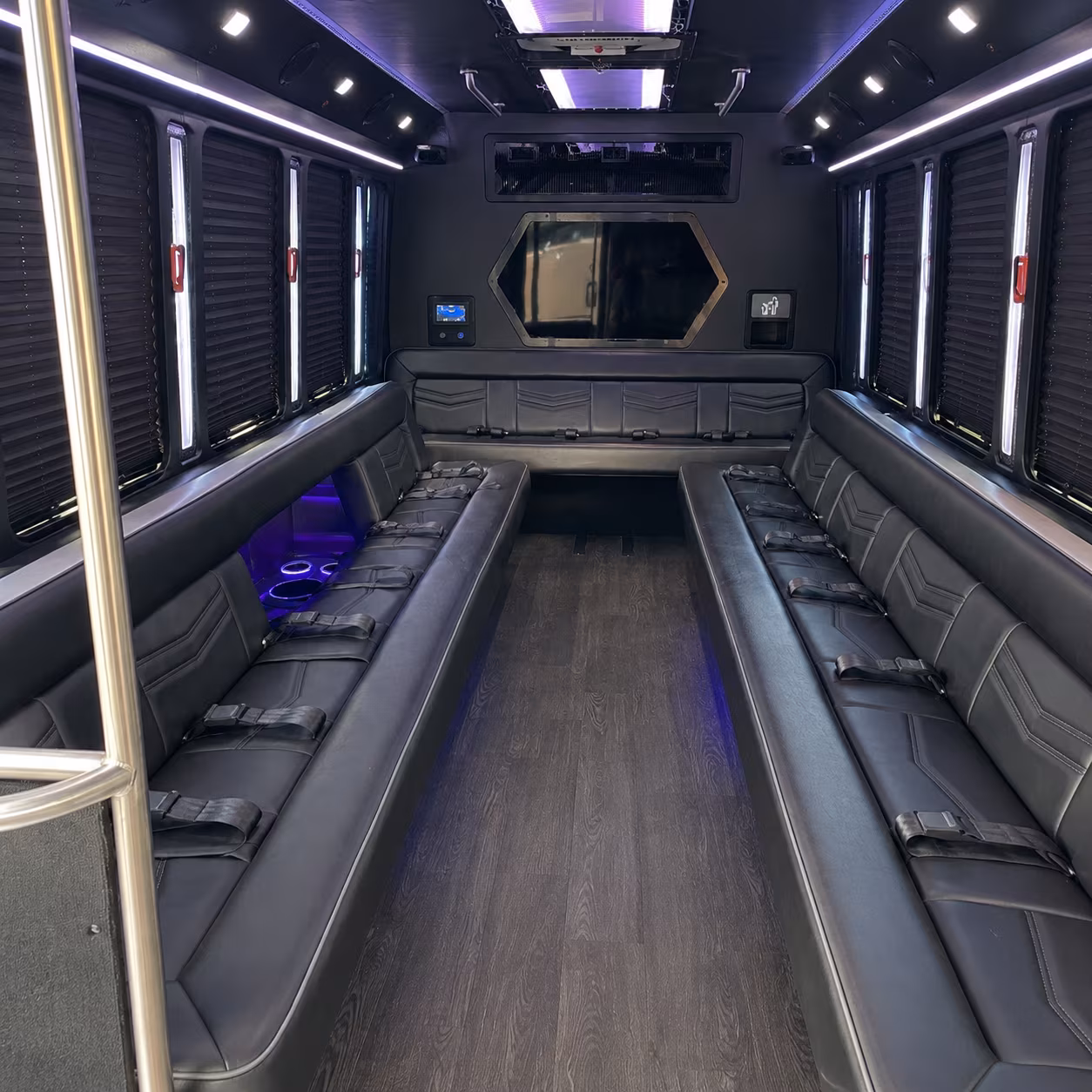 hawthorne 18 passenger party bus interior